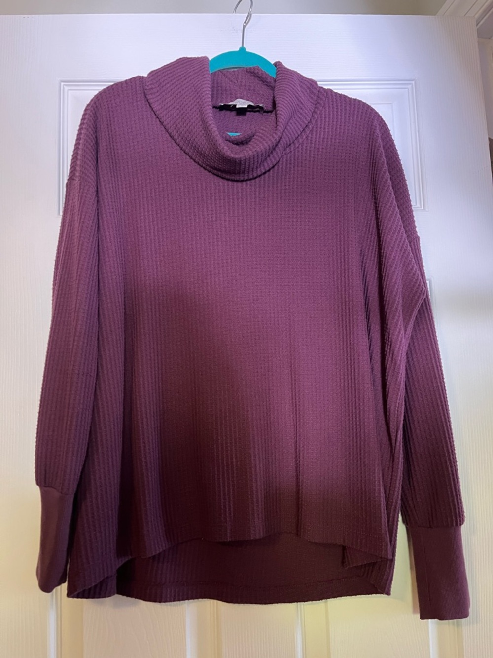 LOFT Mauve Ribbed Cowl Neck Sweater